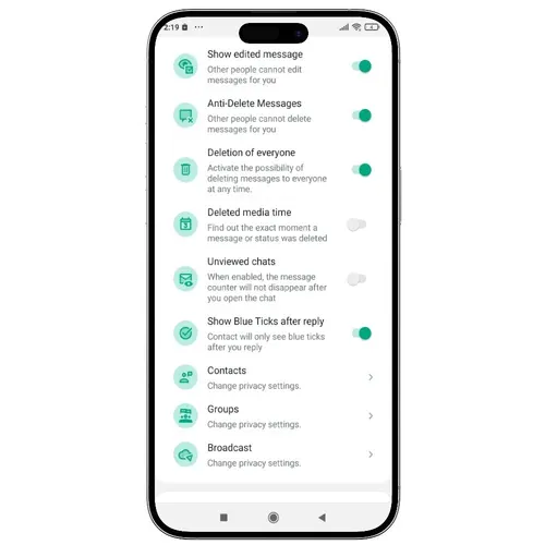 Chat privacy — GB WhatsApp screenshot
