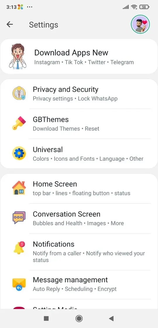 GB WhatsApp screen 1
