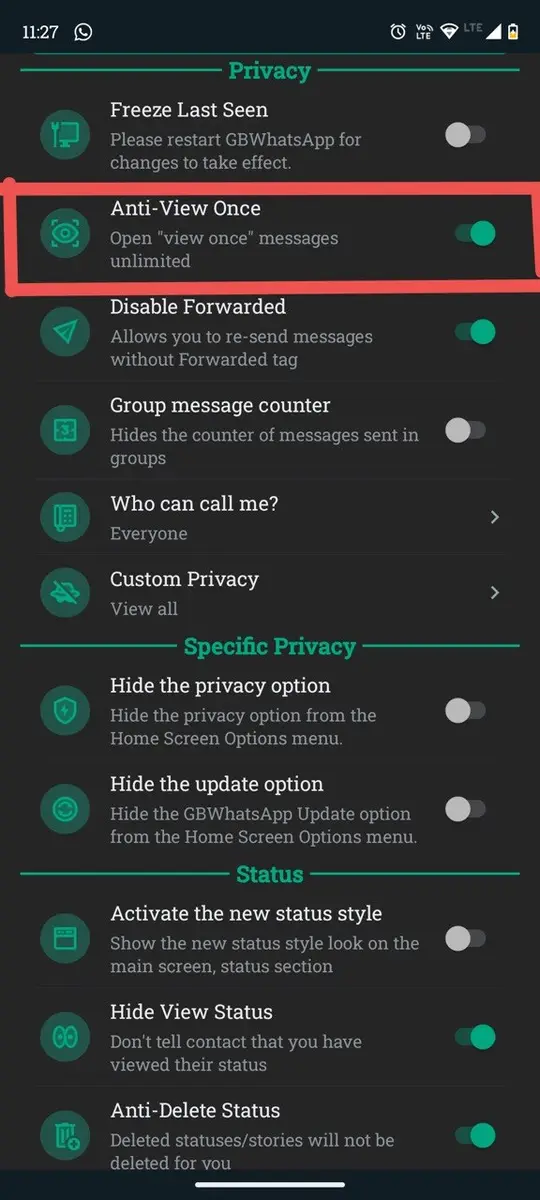 GB WhatsApp screen 6