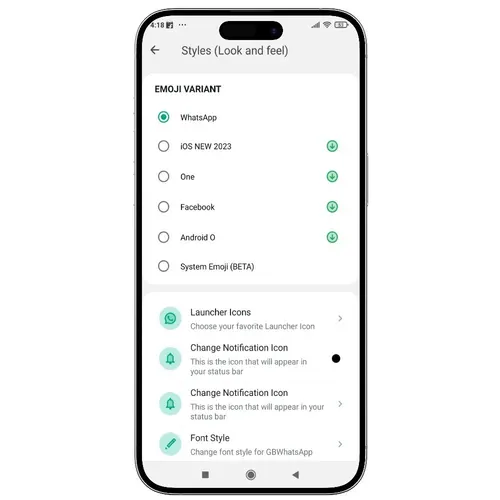 Look & feel — GB WhatsApp screenshot
